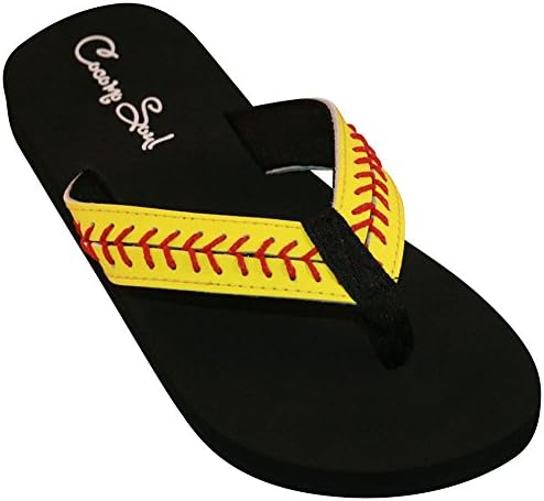 Cocomo Soul Softball Leather Flip Flops Softball Mom Flip Flops Softball Sandals Softball Flip Flops for Women