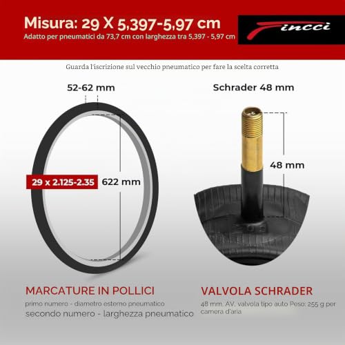 Fincci 29 MTB Air Tubes - Pair of Inner Tubes Road Bike 29 x 2.1 x 2.20 x 2.35 Inches for Mountain Road Bike ebike MTB Hybrid Bicycles - Schrader Inner Valve 48 mm - Pack of 2