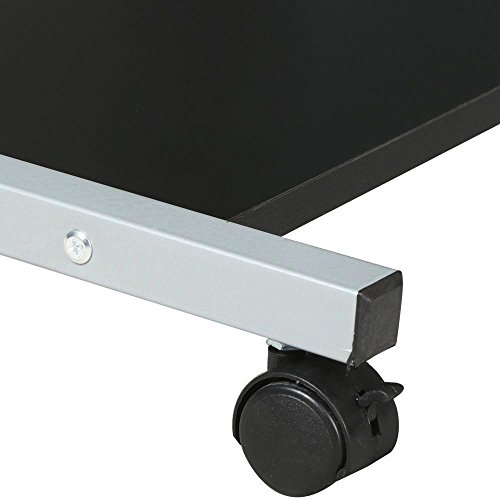 go2buy Black Rolling Computer Desk Cart with Keyboard Tray and Printer Shelf on Wheels - Thumbnail 7