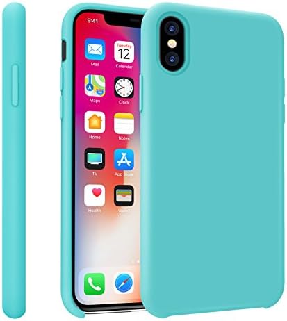 iPhone X Case, iPhone 10 Case, YOMETOME Liquid Silicone Shockproof Protective Case Soft Touch Cover with Microfiber Cloth Lining Cushion for Apple iPhone X/10 (5.8 inch) Mint Green