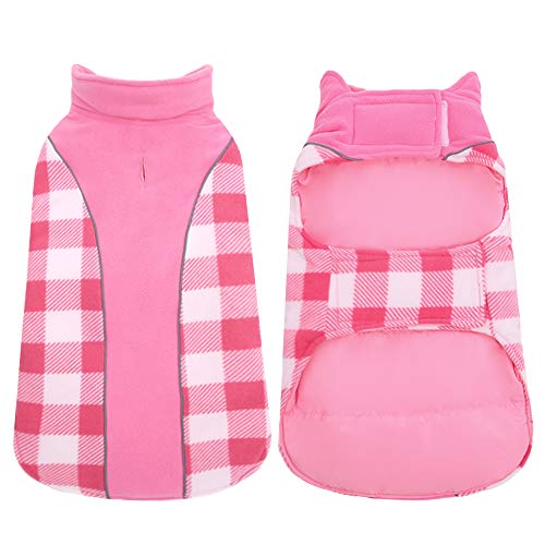Kuoser Reversible Dog Coat, Warm Waterproof Dog Jacket, British Style