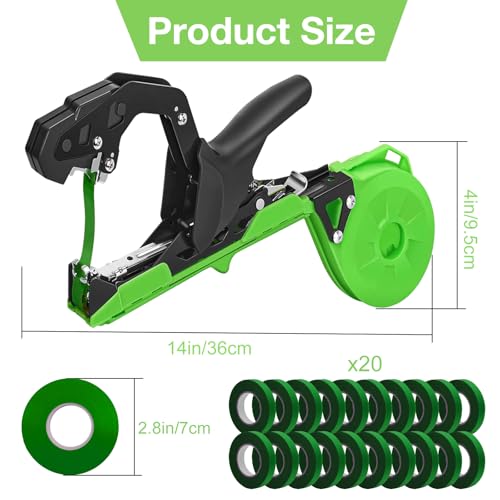 Tomato Tying Machine, 420g Cucumber Garden Tape Tool with 10000pcs Staples 20 Rolls Agricultural Tying Machine Garden Tape Tool for Vineyard Cucumber Fruit Vegetable Flowers