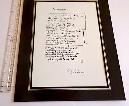 John Lennon of the Beatles , Mounted A4 Reproduction of Imagine Lyrics in Mint Condition