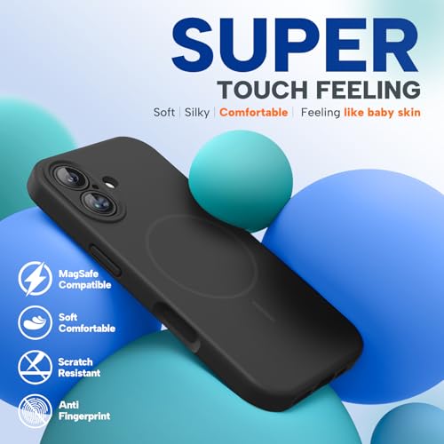 Miracase Magnetic for iPhone 17 Case, Compatible with MagSafe, Integrated Silicone Camera Control Cover, 3.0mm Thicken Shockproof Drop Protection Phone Case for 17,Black