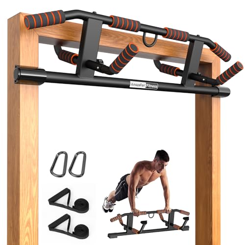 AmazeFan Klimmzugstange Türrahmen, 2024 Upgrade Pull Up Bar mit vielfältigen Griffmöglichkeiten, Mit Zusätzlichen Schlingentrainer, Universal anwendba