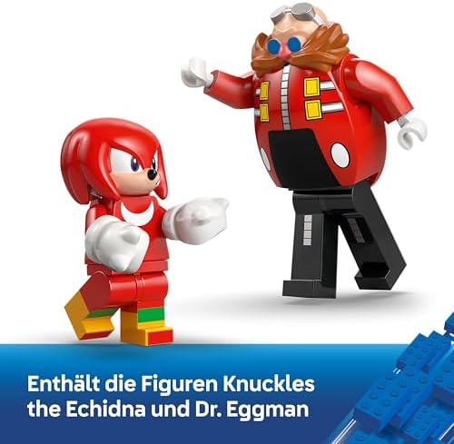 Sonic the Hedgehog Knuckles vs. Dr. Eggmans Egg Crusher Mech - Kreatives Spielzeug mit 2 Minifiguren, Ringe & Chaos Emeralds - Gamer Geschenk Jungen & Mädchen ab 8 Jahren - 77005