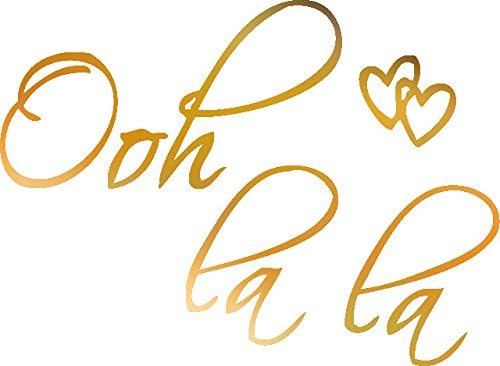 Picniva Gold(Chrome Mirror) 22" X 14" OOH LA LA Paris France Hearts Love Quote Vinyl Wall Decal Decor Art Sticker
