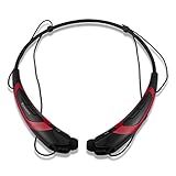 Rymemo Universal Wireless Bluetooth 4.1 Music Stereo Sports/running Headset Headphones Vibration Neckband Style for Cellphone (Red-black)