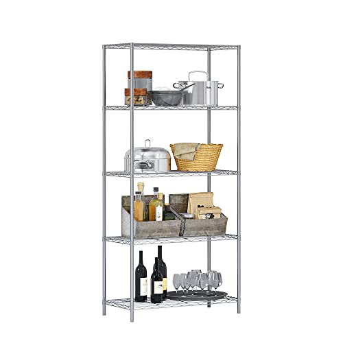HOMEFORT 5Tier Wire Shelving Unit, Extra Wide Metal Storage Rack, Free