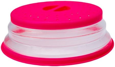 Vfashion life Collapsible Microwave Plate Cover Lid, 2 packs, bottom diameter: 10.5 inches, top diameter: 8.5 inches, red