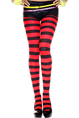 Music Legs Women s Opaque Wide Striped Tights Black/Red One Size Fits Most Music Legs Women s Opaque Wide Striped Tights Black/Red One Size Fits Most