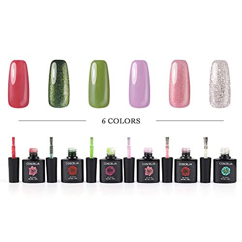 Coscelia 6 Colors Gel Nail Polish Starter Kit 36W Pink LED Nail Dryer lamp Base Top Coat Manicure Tools Nail Art Designs