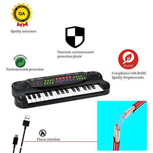 aPerfectLife Kids Keyboard, 32 Keys Multifunction Electronic Kids Piano Keyboard Musial Instrument for Kids with Microphone (Black)