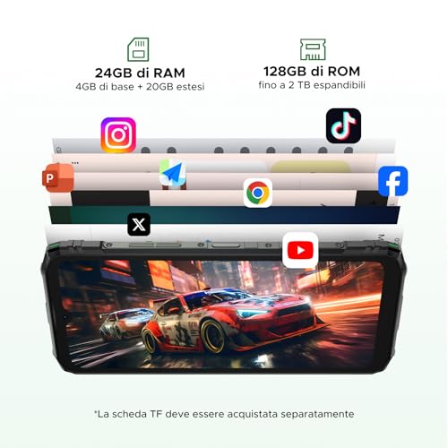 DOOGEERugged Blade 10 Energy Rugged Smartphone 4.5G, 24GB+128GB(TF 2TB), 6.56" HD+90Hz Indestructible Phone Android 15, 6150mAh Battery, Octa Core, 16MP+8MP, Widevine L1/IP68/P69K/GPS/Face ID/NFC