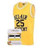 AFLGO Banks #25 Fresh Prince of Bel Air Academy Basketball Jersey S-XXXL Yellow, 90's Clothing Throwback Carlton Costume Athletic Apparel Clothing Stitched – Top Bonus Combo Set with Wristbands