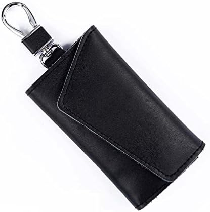 Genuine Leather Key Case Wallets with 6 Hooks Snap Closure for Men and woman (black)