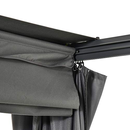 Outsunny Sonnenliege für 2 Personen Doppelliege mit Vorhängen Sonnendach Pavillon Gartenliege Sonnenbett vertsellbar… – Bild 7