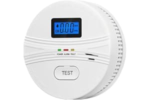 ATEONY Smoke and Carbon Monoxide Detector Combo AA Battery Operated, Smoke Detector Carbon Monoxide Alarm with Large LCD Display, Test/Silence Button (1 Pack)
