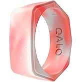 QALO Men & Women's Rubber Silicone Ring, Lake Rubber Unisex Wedding Band, Breathable, Durable Engagement Silicone Ring, 9mm Wide 2mm Thick, Rose Quartz, Size 10