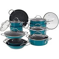 Curtis Stone 17-Piece Dura-Pan Nonstick Nesting Cookware Set - Turquoise