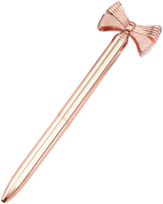 NEO+ Quality metal bow ballpoint pen in rose gold. Stylish design, pen refill and pen pouch included - Image 4