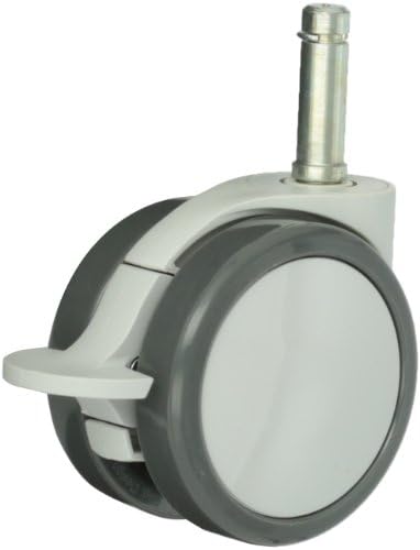 Shepherd GRX Series 75mm Diameter Total Lock Twin Thermoplastic Polyurethane Wheel Caster, 7/16" Diameter x 1-7/16" Length Grip Ring Stem, Gray