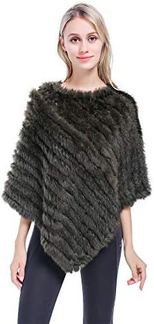 MEEFUR Real Rabbit Fur Shawls Women's Warm Knitted Genuine Fur Ponchos Jacket Blanket Cape for Winter