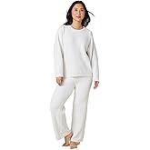 Softies Marshmallow Reverse Seam Crew Neck Lounge Set for Women Ultra Soft 2 Piece Loungewear with Bracelet Sleeve Top