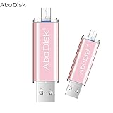 AbaDisk 64GB USB 2.0 Flash Drive Metal Smart Phone Pen Drive Flash Drive For Android Memory Stick Mini Pendrive (64GB, Pink)