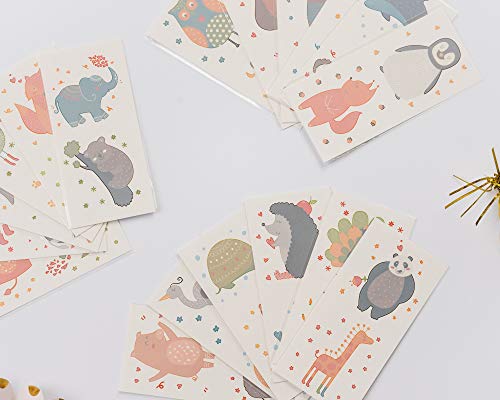 PapaKit Cute Zoo Animals 36 Temporary Tattoos Set | 18 Individually Wrapped Sheets | Non-Toxic FDA Approved Ingredients Safe Removable | Boys Girls Children's Birthday Party Favor Supplies ...