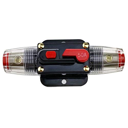 Car Audio Inline Fuse Breaker - 50A Reset Circuit Breaker Fuse Holders for Stereo Switch System Protection 12V-24V DC