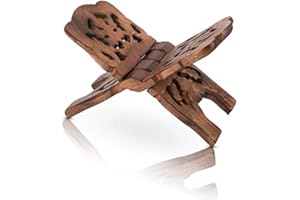THE GREAT INDIAN BAZAAR Beautiful Handmade Wooden Prayer Book Display Stand Holder Rehal for Religious Holy Books The Bible Quran Geeta Foldable Book Rest Traditional Living Room Home Decor Accents (12 (L) x 6 (W) Inches)