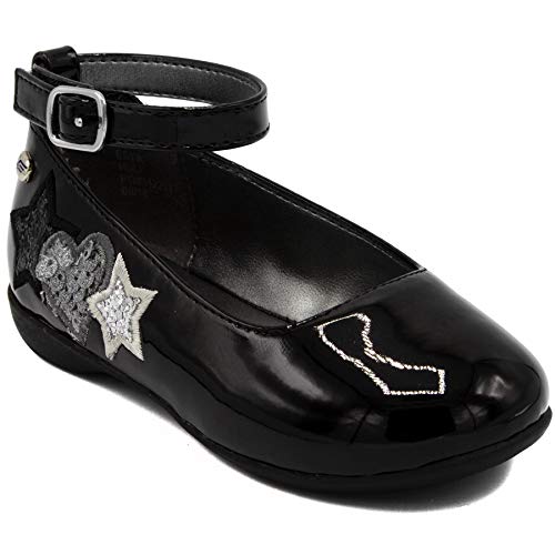 Naturino Express Kids Esta Girls Slip On Ballet Flat with Ankle Strap Dress Shoe Loafer Black 8 Toddler