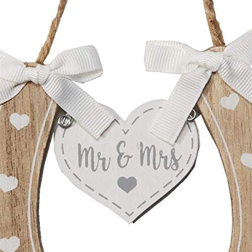 Widdop Bingham Wedding 'Mr & Mrs' 'Just Married' Wooden Horseshoe with Hearts, White - Image 4