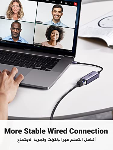 UGREEN USB C to Ethernet Adapter, 1000Mbps Gigabit Type C to RJ45 Network Thunderbolt 3 LAN Adaptor, Compatible with MacBook, iPhone17 Series, Surface Pro, iPad Pro, Switch, PS5,XPS, Galaxy Tabs, Grey
