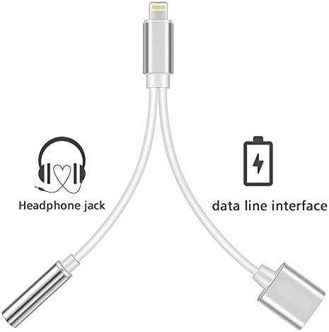 2-in-1 Lightning Adapter,Replitel Lightning to 3.5mm Aux Headphone Jack and Charger Cable adapter,IPhone X/8/7 Dual lightning Adapter,Support IOS 10.3/IOS 11(Sliver)