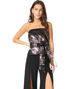 Women's Striped Strapless Bow Blouse