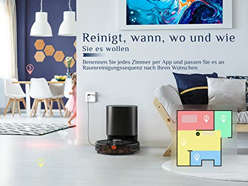 KÝVÖL S31 Saugroboter mit Wischfunktion, Laser Navigation, Seblstentleerung, 2800Pa Saugkraft Staubsauger Roboter mit Karte, 240Min. Laufzeit, Kompatibel mit Alexa, Ideal für Haare, Teppiche – Bild 7