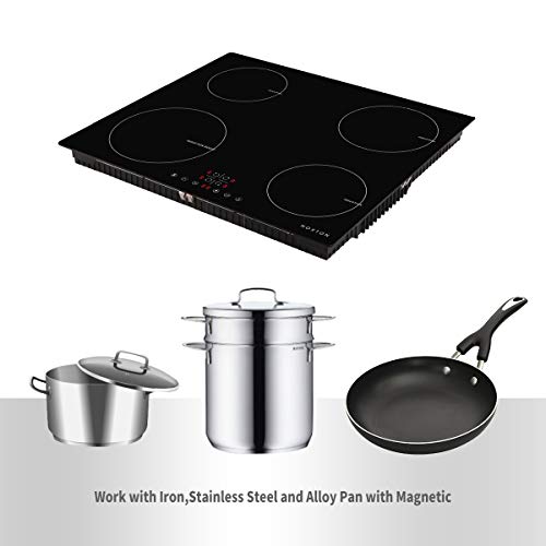 NOXTON Induction Cooktop, Electric Boost Stove Builtin 4 Burners