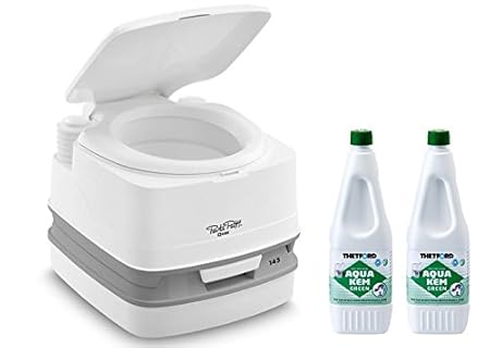 Thetford Porta Potti Qube 335 Weiß - Toilette inkl. 2 x Thetford Aqua Kem Green 1,5 Liter - Set