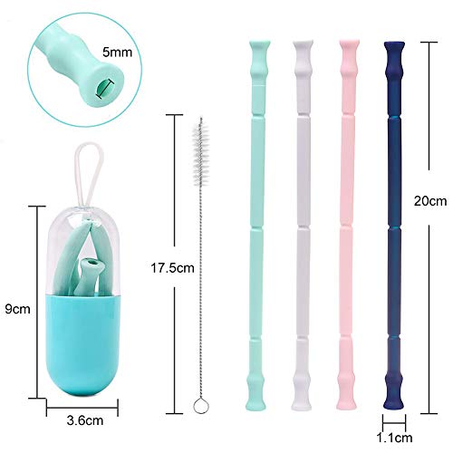INTVN 4 Pack Silikon Faltbare Trinkhalme, Wiederverwendbare Strohhalm Silikon/Silikon Strohhalme für Kinder, BPA-frei… – Bild 3