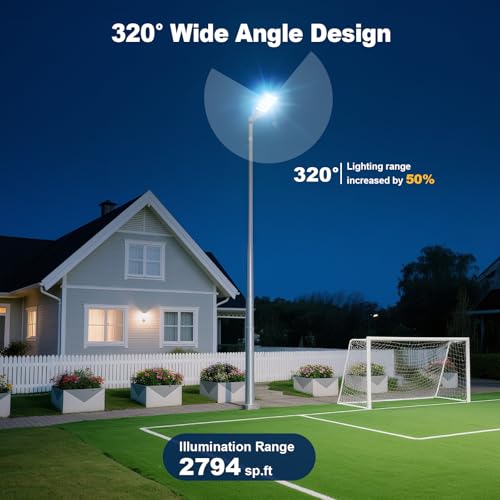 6000W Solar Street Light Outdoor, 8500K Super Bright Commercial Parking Lot Dusk to Dawn Waterproof Lights, LED Solar Security Motion Sensor Lamps for Court, Garage, Yard, Road