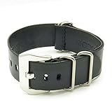 StrapsCo Vintage Nato Zulu G10 Leather Watch Strap with Stainless Steel Pre-V Buckle