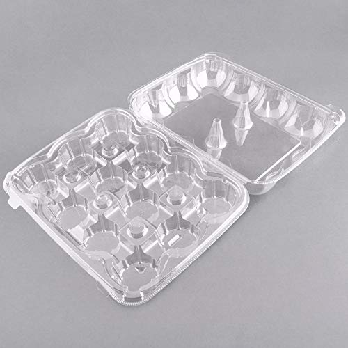 Cupcake Containers Plastic Disposable | 3 High Dome Cupcake Boxes 12 Compartment Cupcake Holders Disposable Cupcake Carrier | Dozen Cupcake Trays | Durable Cup Cake Muffin Packaging Transporter
