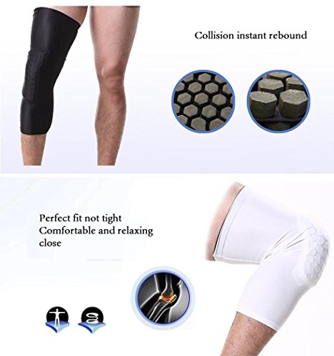 Mcolics 2 Packs Compression Sleeve Knee Pads Protective Compression Wear - Men Basketball Brace Support - Best to Immobilize, Strap & Wrap Knee for Volleyball, Football (Long Black, M)