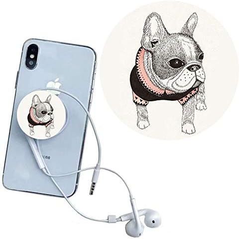 xinanxs Expanding Phone Stand, Hand Grip for Smartphone and Tablet, Dog Black White Pink Gray