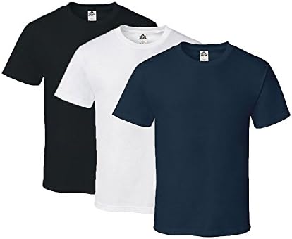 Alstyle Men's Classic Cotton Crew Neck Short Sleeve Pre Shrunk T-Shirt (Large, Black White Navy)