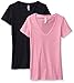 Clementine Women's Deep V-Neck Tee, Black/Hot Pink, XX-Large (Pack of 2)