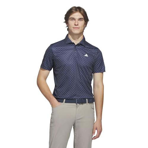 adidas Men's Performance Textured Print Polo Shirt, Collegiate Navy/White, 3X-L…