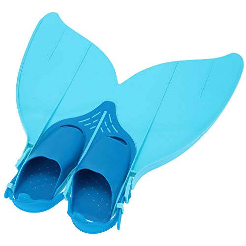ZHX Teen Teenager Mermaid Swim Fin Diving Monofin Swimming Foot Flipper Blue one Size
